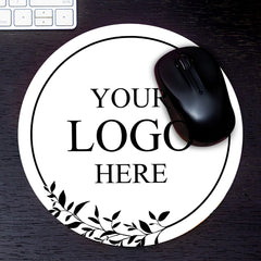 Customizable (8 x 8") Circle Mouse Pad - White Background - Add Your Logo, Message, or Custom Text