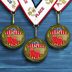 All Quality Boxing Wreath Design Medal - 1st, 2nd, 3rd Place