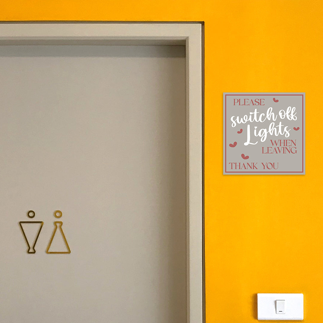 Square Plus Please Switch Off Lights When Leaving Thank You Wall or Door Sign | Home & Office Decor