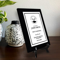 Gardening Competition Customizable Black Frame Award Plaque | Easel Mount Option | Achievement and Recognition Personalizable Plaques