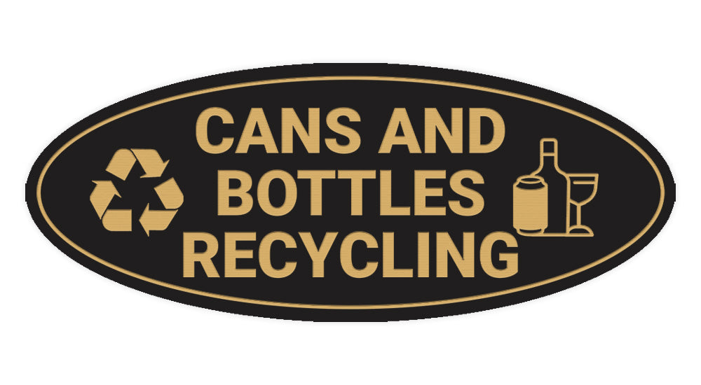 Signs ByLITA Oval Cans and bottles recycling Sign - Laser-Engraved Lettering | Durable ABS Plastic | Vibrant Colors | Powerful Foam Tape