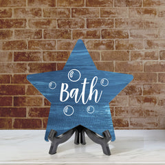 Sign ByLITA Bath, Wood Color, Star Bathroom Table Sign (6"x5")