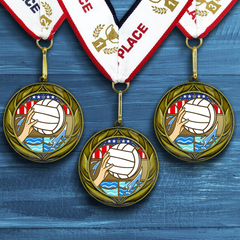 All Quality Water Polo Wreath Design Medal - 1st, 2nd, 3rd Place