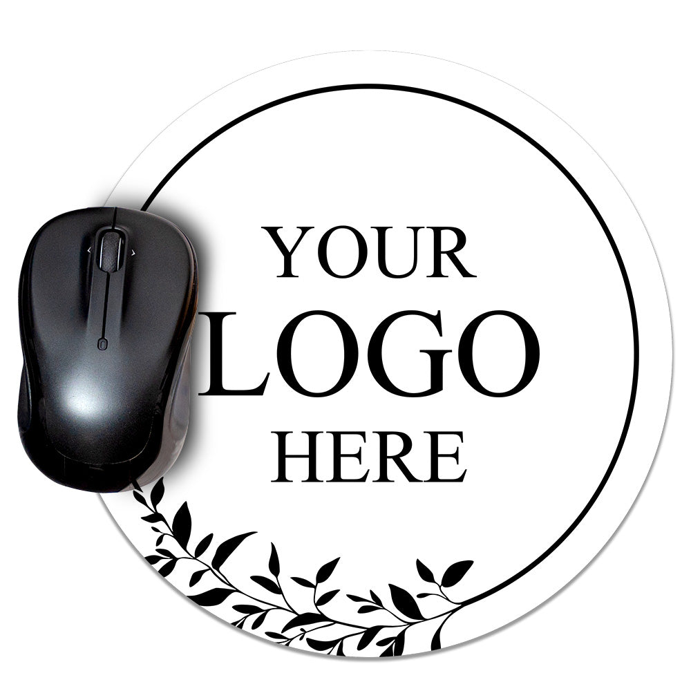 Customizable (8 x 8") Circle Mouse Pad - White Background - Add Your Logo, Message, or Custom Text