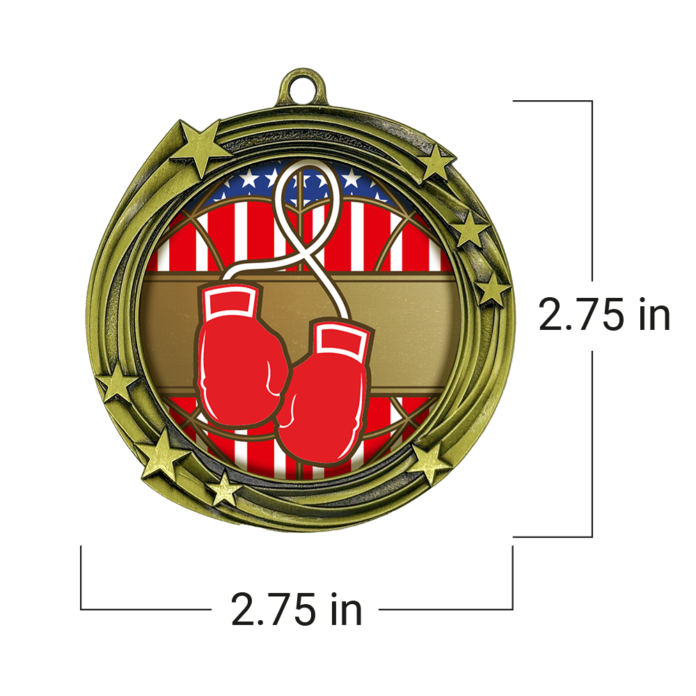 All Quality Boxing Swirling Stars Design Medal - 1st, 2nd, 3rd Place