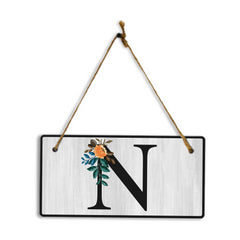 N Flower Decor 5x10 Hanging Wall or Door Sign | Alphabet Letter Room Decoration