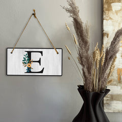 E Flower Decor 5x10 Hanging Wall or Door Sign | Alphabet Letter Room Decoration