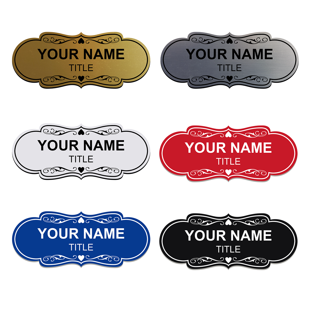 Signs ByLITA Designer Name Tags Blank Badges (1" x 3") With Pin Fastener Backing (25 Pack)