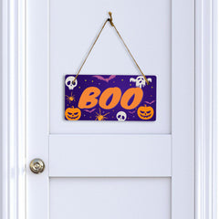 Boo 5x10 Hanging Plus Wall or Door Sign | Rustic Twined | Spooky Halloween Decoration