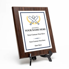 Baseball/Softball Customizable Wooden Award Plaque | Easel Mount Option | Achievement and Recognition Personalizable Plaques