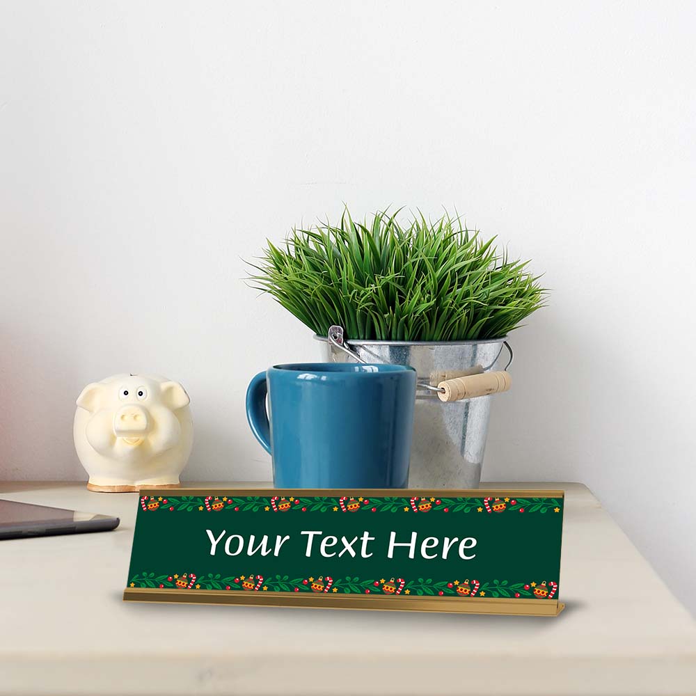 Customizable Christmas 2” x 8” Desk Sign | Holiday Indoor Decoration