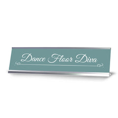 Dance Floor Diva Desk Sign (2x8") Silver Frame Desk Sign (2x8") | Appreciation Idea For Her | Girlfriend| Workspace Decoration