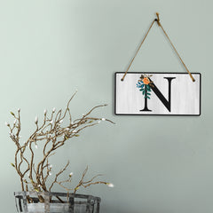 N Flower Decor 5x10 Hanging Wall or Door Sign | Alphabet Letter Room Decoration