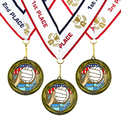 All Quality Water Polo Wreath Design Medal - 1st, 2nd, 3rd Place