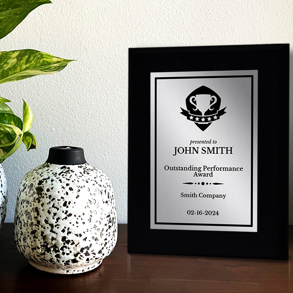 Performance and Recognition Customizable Black Frame Award Plaque | Easel Mount Option | Achievement and Service Personalizable Prize Plaques