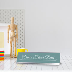 Dance Floor Diva Desk Sign (2x8") Silver Frame Desk Sign (2x8") | Appreciation Idea For Her | Girlfriend| Workspace Decoration