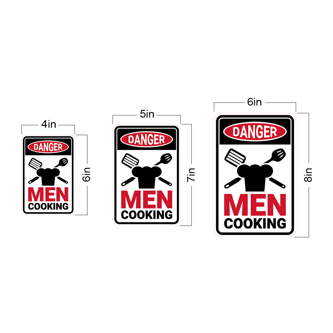 Portrait Round Plus Danger Men Cooking (Kitchen) Wall or Door Sign | Easy Installation | Funny Novelty Imitation Warning Signs