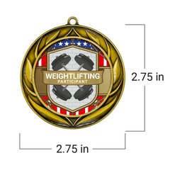 All Quality Wreath Design Weightlifting Medal - 1st, 2nd, 3rd Place