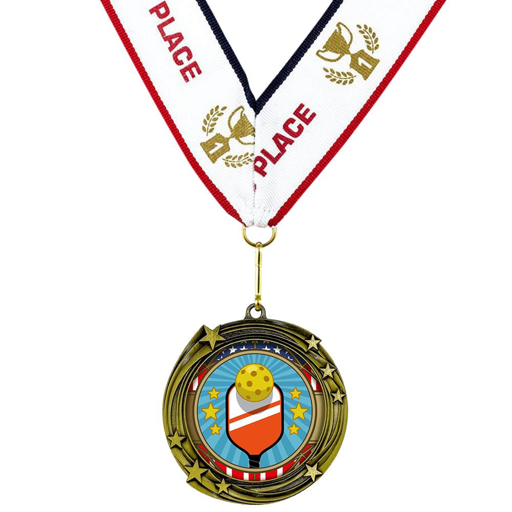 All Quality Stars Design Pickleball Medal - 1st, 2nd, 3rd Place