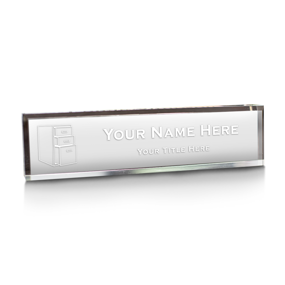 File clerk, Personalized Acrylic Desk Sign Gavel Vector (2 x 10")