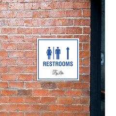 Square Plus | Restrooms Up Arrow Wall or Door Sign | Customizable with Your Company Logo | Durable & Easy to Install