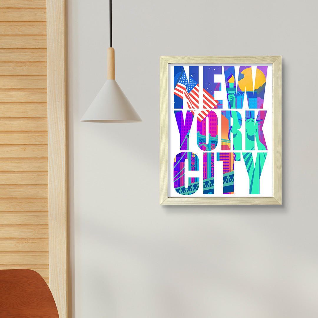 Designs ByLITA New York City Inspirational, Wall Print Art | American Cities Stylish Home Decoration (Unframed or Framed)