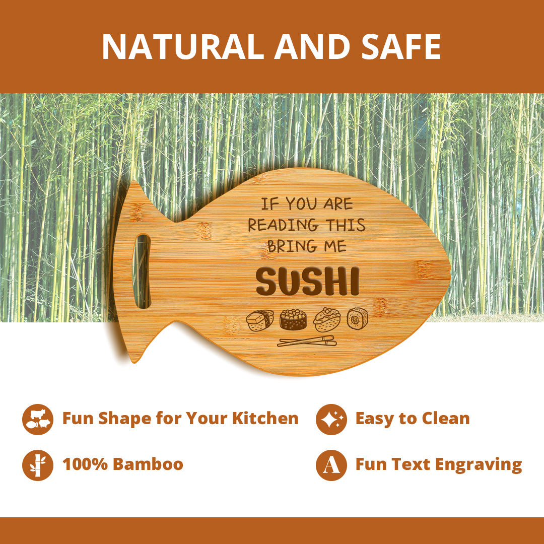 If You Are Reading This-Bring Me Sushi 14 x 8.5" Fish Shape Cutting Board | Decorative Kitchen Accessory For Sushi Lovers