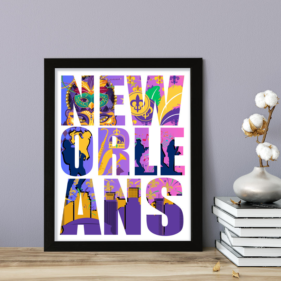 Designs ByLITA New Orleans, Louisiana Inspirational, Wall Print Art | American Cities Stylish Home Decoration (Unframed or Framed)