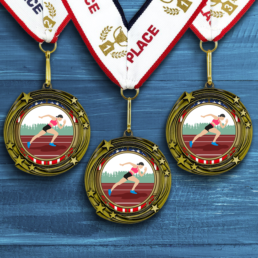 All Quality Stars Design Track and Field Medal (Female) | Competition | High Quality Metal Medal - 1st, 2nd, 3rd Place