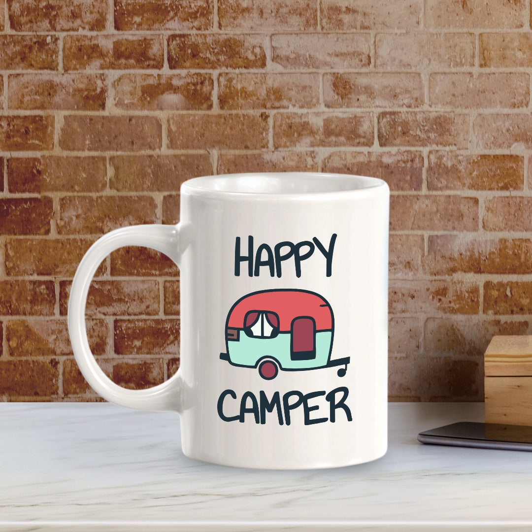 Happy Camper 11oz Plastic or Ceramic Coffee Mug | RV Camper Lifestyle