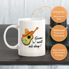 Designs ByLITA Guac 'n' roll all day! 11oz Plastic or Ceramic Coffee Mug Elegance | Great Novelty Gift | High Quality Sublimation | Mexican Pride