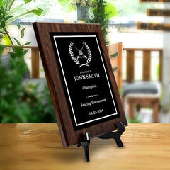 Fencing Customizable Wooden Award Plaque | Easel Mount Option | Achievement and Recognition Personalizable Plaques | Sports Award