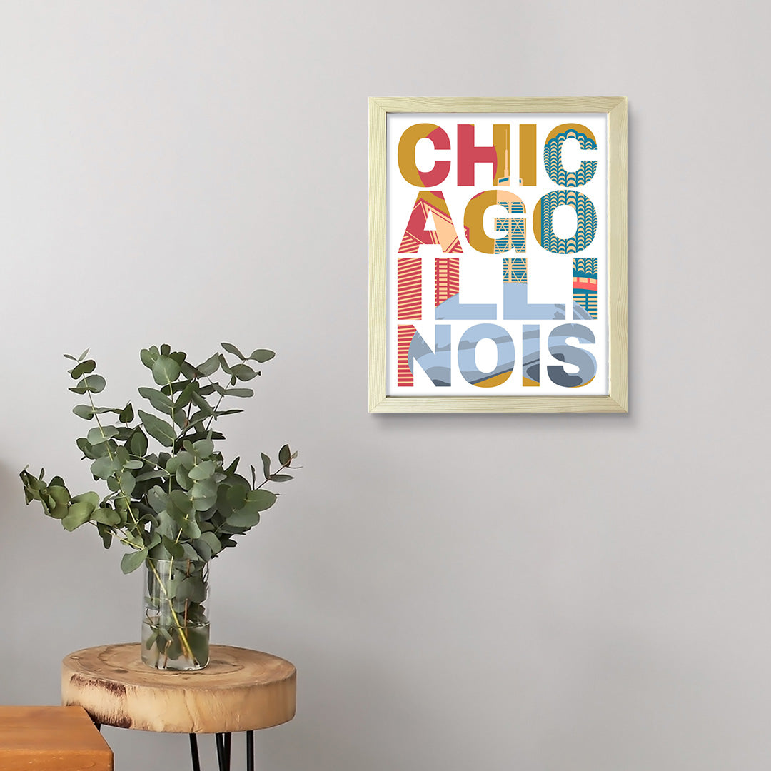 Designs ByLITA Chicago, Illinois Inspirational, Wall Print Art | American Cities Stylish Home Decoration (Unframed or Framed)