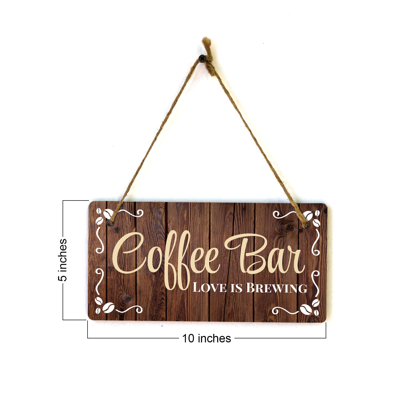 Coffee Bar Love is Brewing 5x10 Hanging Wall or Door Sign