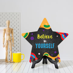 Motivational School Classroom Star Table Sign Premium Sublimated Hardboard | Includes Acrylic Easel Stands | Pre School or Kindergarten| High School | Positive Inspirational Classroom Decor|Inspirational Empowering Teacher Quotes