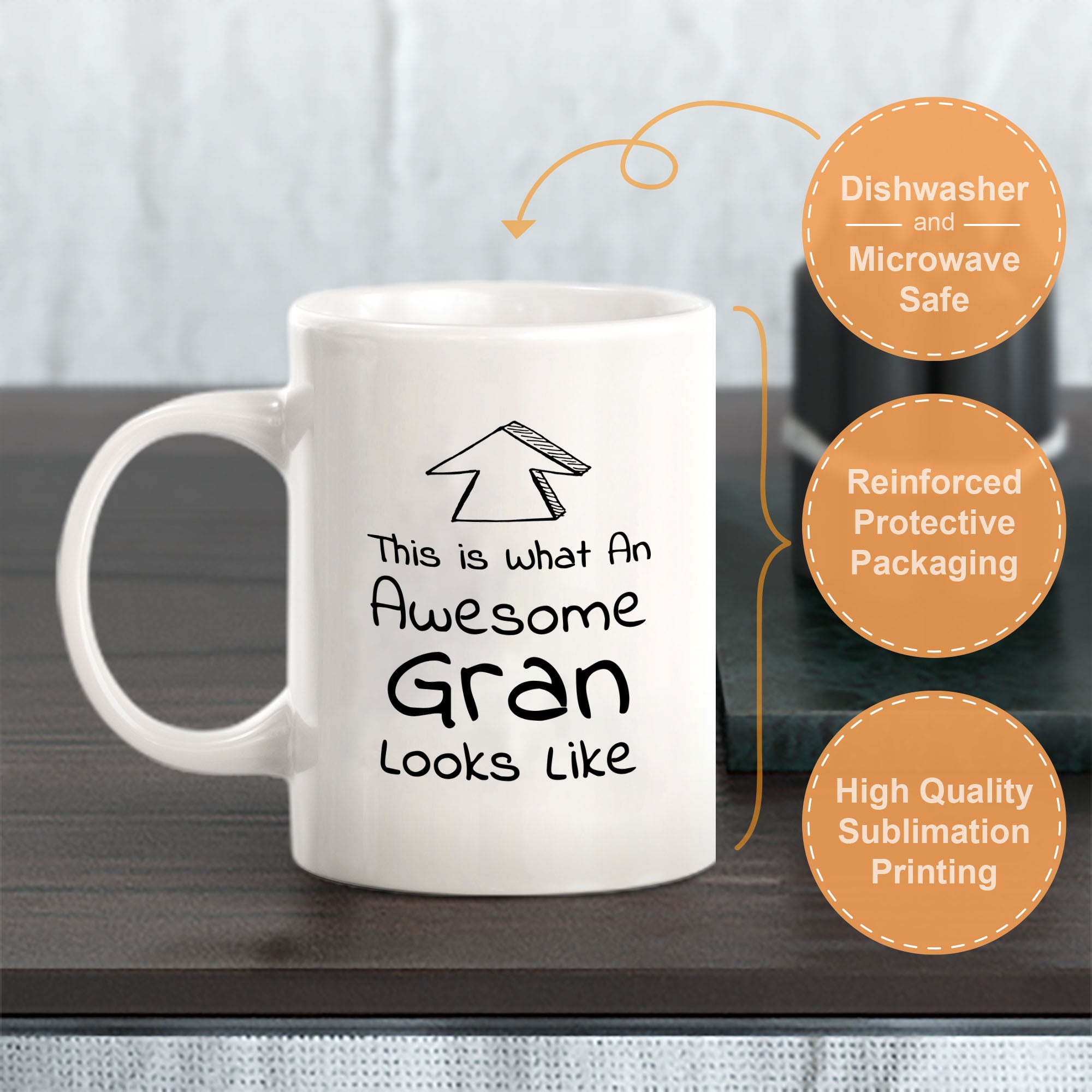 Designs ByLITA This Is What An Awesome Gran Looks Like (Up Arrow vector) 11oz Plastic/Ceramic Coffee Mug