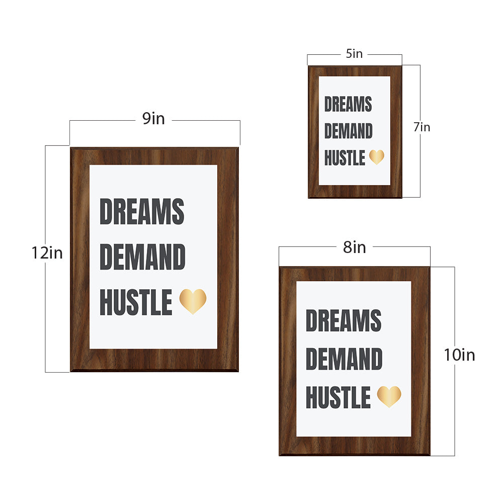 Dreams Demand Hustle Decorative Wall Plaque | Motivational Home Decor