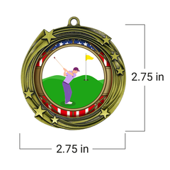 All Quality Golf Swirling Stars Design Medal - 1st, 2nd, 3rd Place