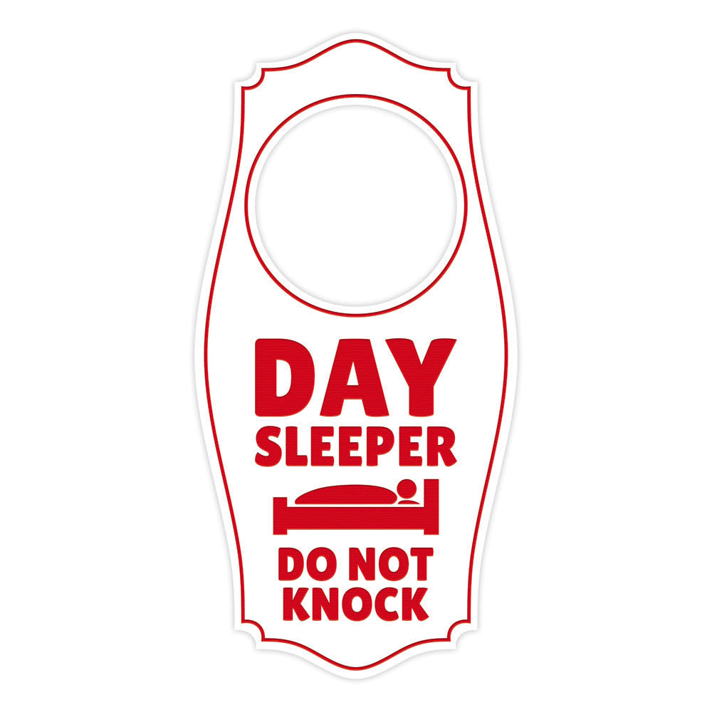 Day Sleeper Do Not Knock Door Hanger | House or Business Door Sign