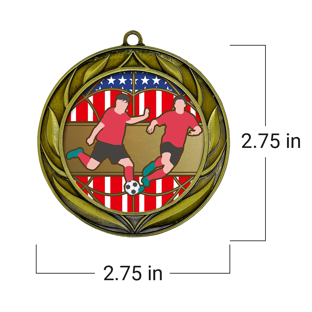 All Quality Soccer Wreath Design Medal - 1st, 2nd, 3rd Place