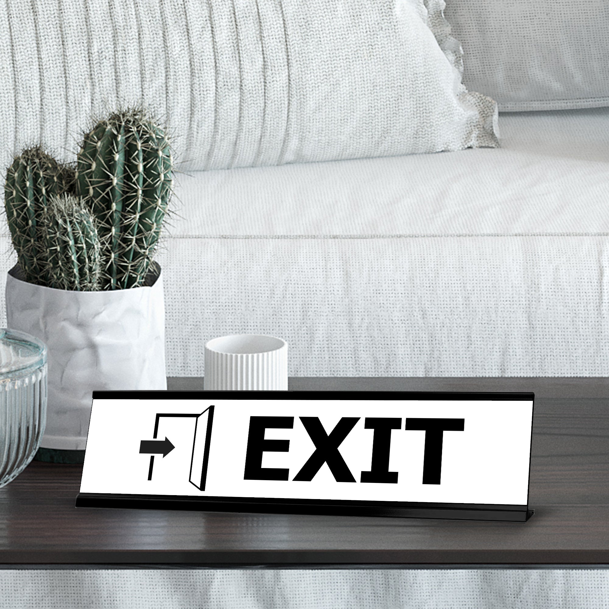 Exit, Black Frame Desk Sign (2 x 8")