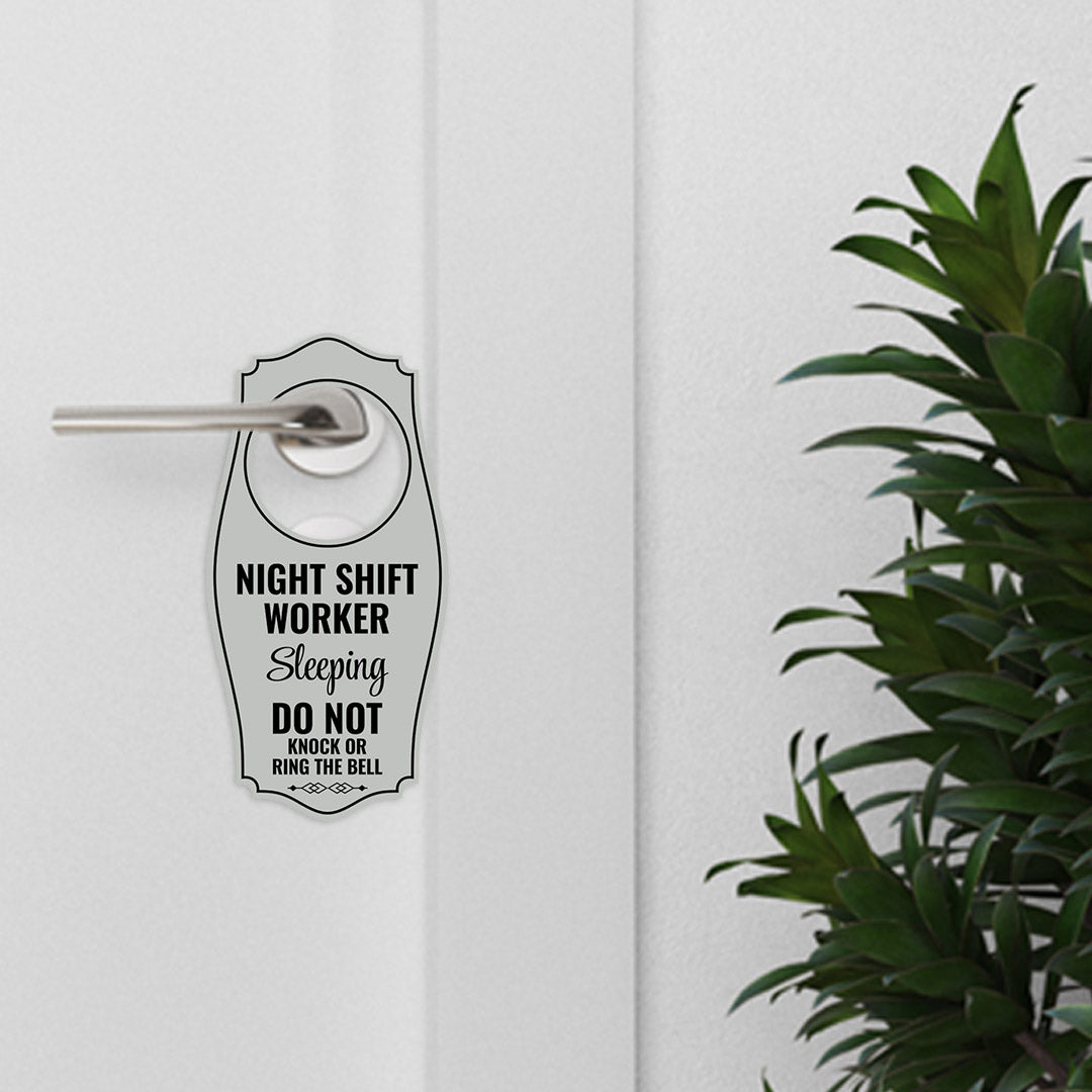 Night Shift Worker Sleeping Do Not Knock Or Ring The Bell Door Hanger | House or Business Door Sign