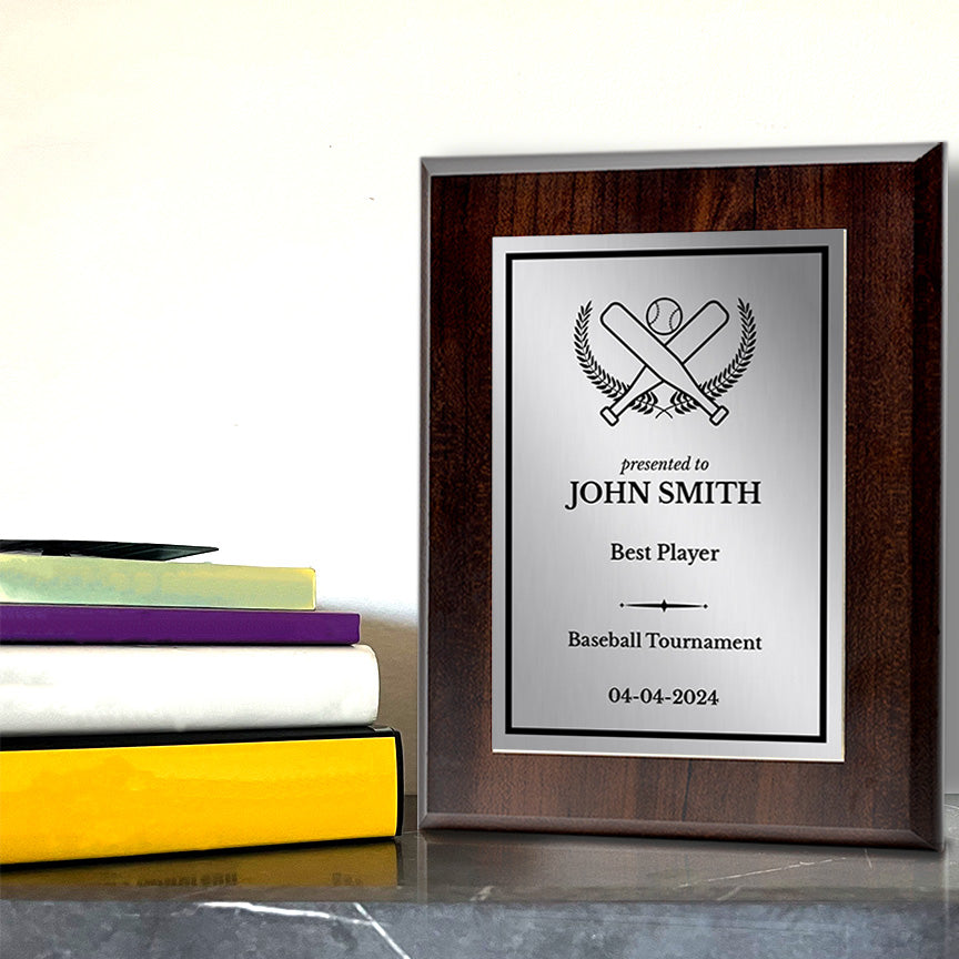 Baseball/Softball Customizable Wooden Award Plaque | Easel Mount Option | Achievement and Recognition Personalizable Plaques