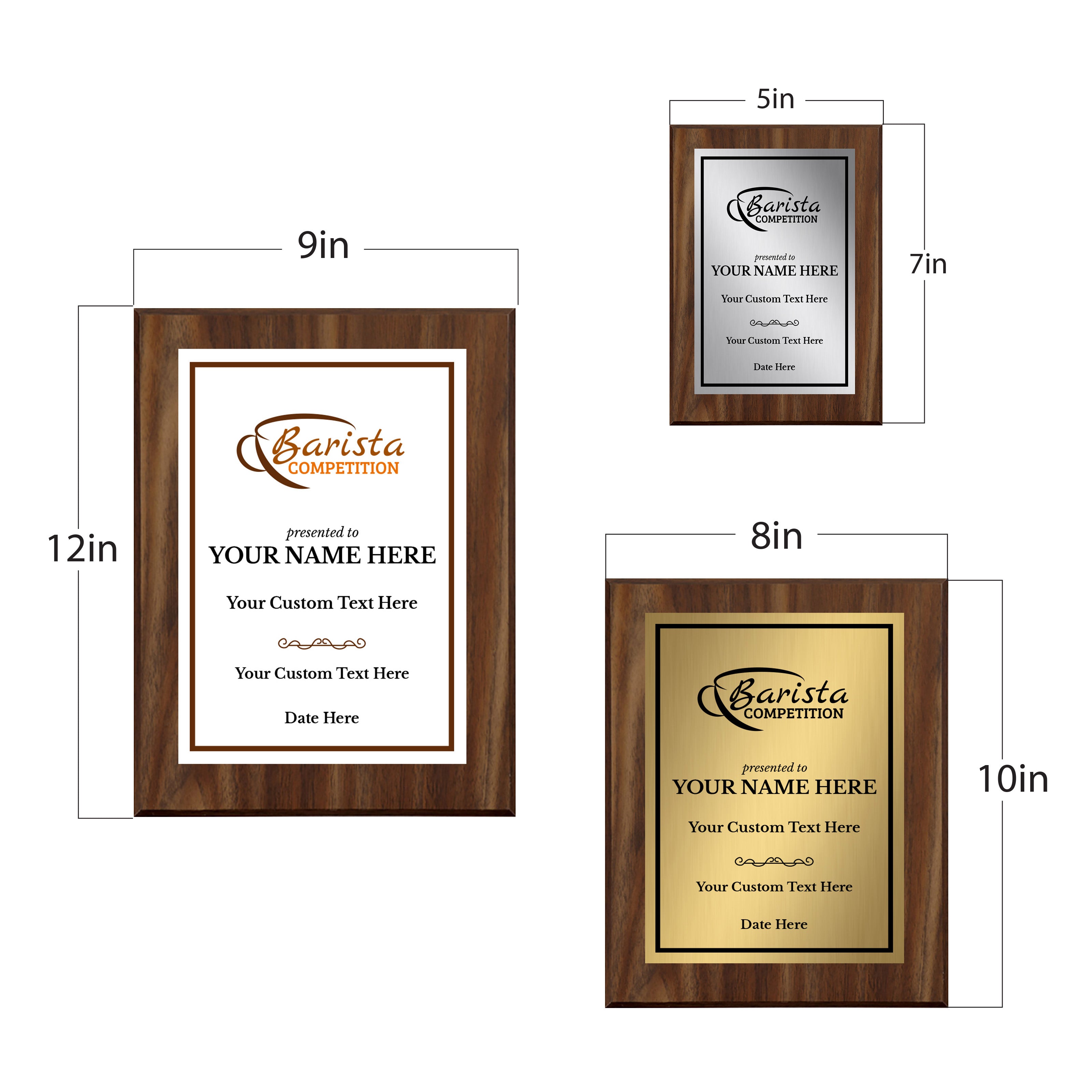 Barista Competition Customizable Award Plaque | Easel Mount Option | Achievement and Recognition Personalizable Plaques