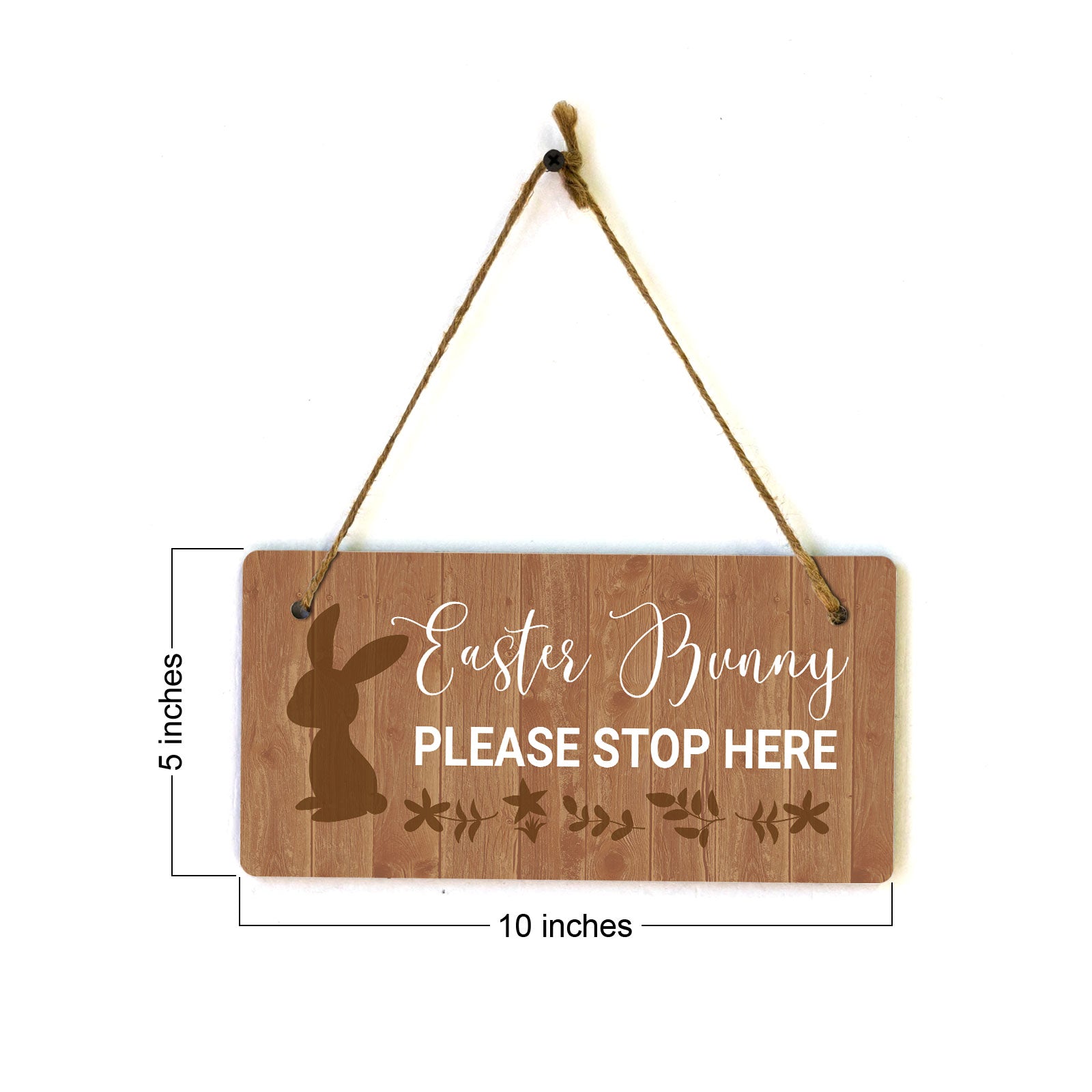 Easter Bunny Please Stop Here 5x10 Hanging Wall or Door Sign | Funny Religious Home Decor