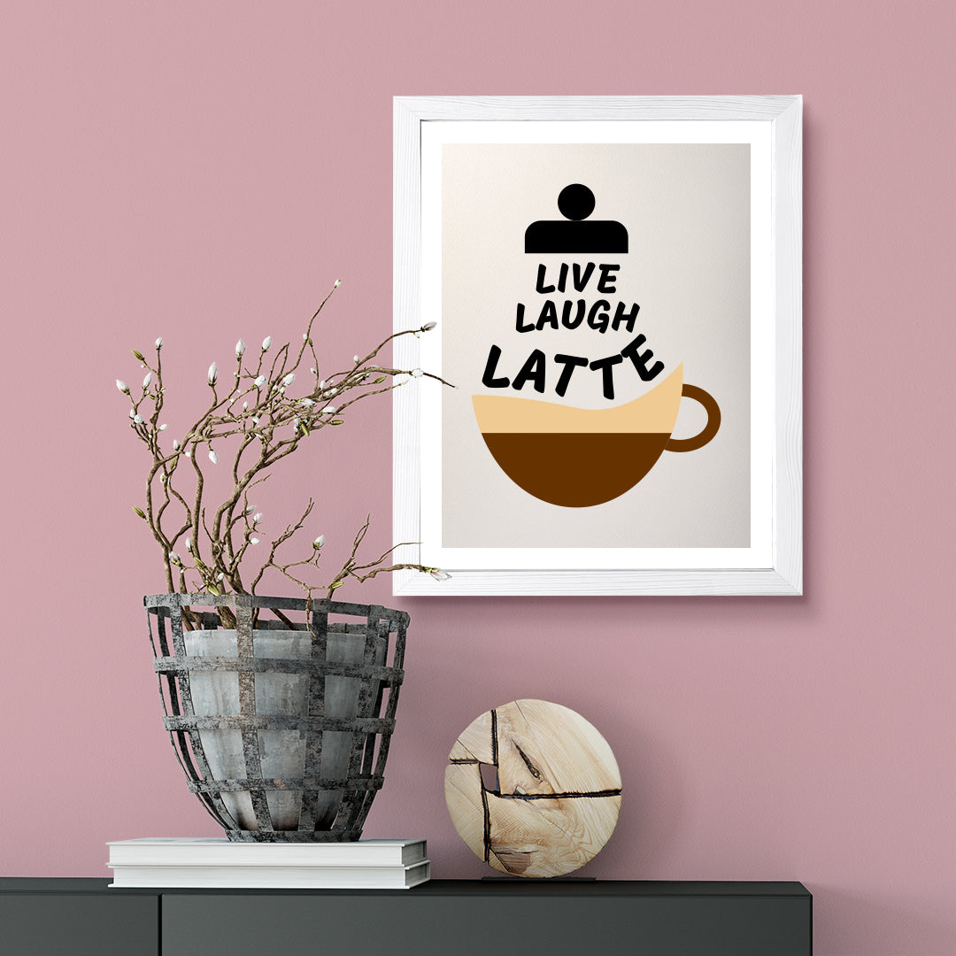 Designs ByLITA Live Laugh Latte, Wall Print Art | Coffee Retro Kitchen Decoration