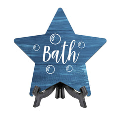 Sign ByLITA Bath, Wood Color, Star Bathroom Table Sign (6"x5")