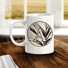 A to Z Black and White Alphabet Monogrammed Initial Ceramic 11oz Coffee Mugs