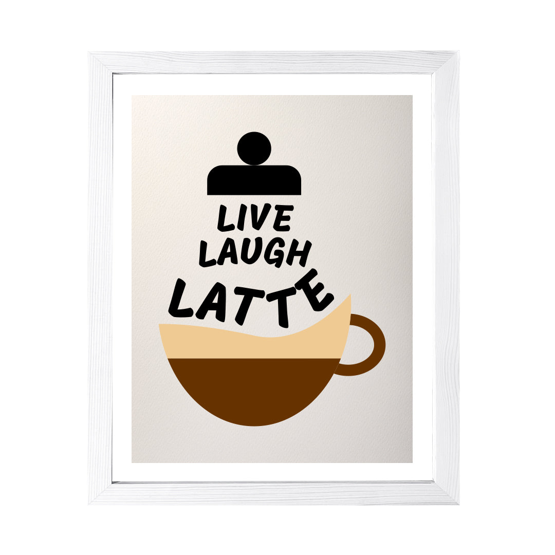 Designs ByLITA Live Laugh Latte, Wall Print Art | Coffee Retro Kitchen Decoration