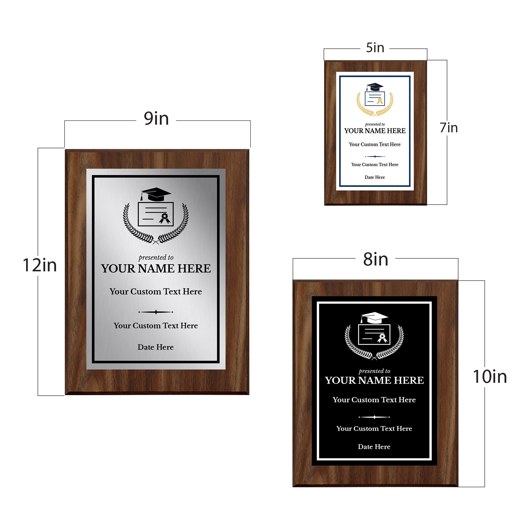 High School and College Graduation Customizable Wooden Award Plaque | Easel Mount Option | Achievement and Recognition Personalizable Plaques